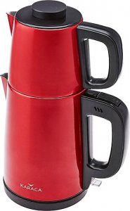 Karaca Tea Break Kırmızı 1650 W Çelik Demlikli Çay Makinesi