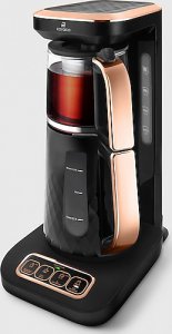 Karaca Çaysever Robotea Pro Quartz 4in1 2500 W Black Copper Konuşan Cam Demlikli Çay Makinesi