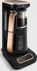 Karaca Çaysever Robotea Pro Quartz 4in1 2500 W Black Copper Konuşan Cam Demlikli Çay Makinesi