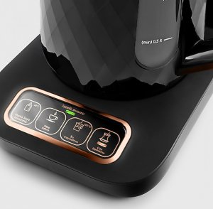 Karaca Çaysever Robotea Pro Quartz 4in1 2500 W Black Copper Konuşan Cam Demlikli Çay Makinesi