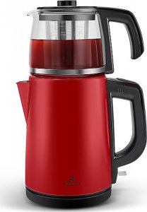 Karaca Tea Glass 2in1 1650 W Kırmızı Çelik Çay Makinesi