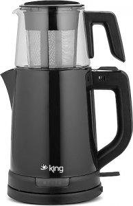 King KCM332 Tea Pro Siyah 1800 W Cam Demlikli Çay Makinesi