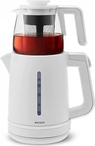Karaca Tea Grande XL Pearl White 1700 W Cam Demlikli Çay Makinesi