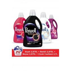 Perwoll Sıvı Çamaşır Deterjanı Hassas 4x2.97L (195 Yıkama) – Siyah, Renkli ve Beyaz Çiçek Cazibesi