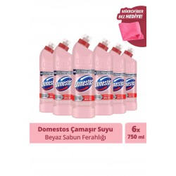 Domestos Çamaşır Suyu Beyaz Sabun Ferahlığı 750 ml X6 Mikrofiber Bez Hediye